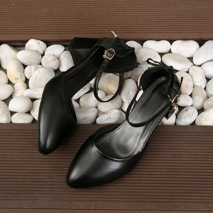 airy Style Thin-Strap High Heels Golden Buckle Shoes