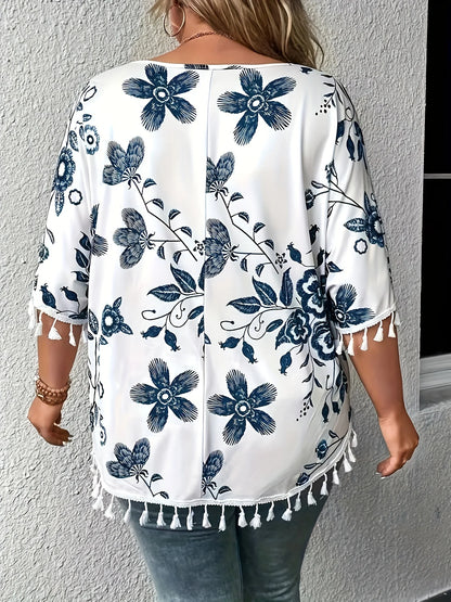 Plus Size Loose Short Sleeve Blouse T Shirt