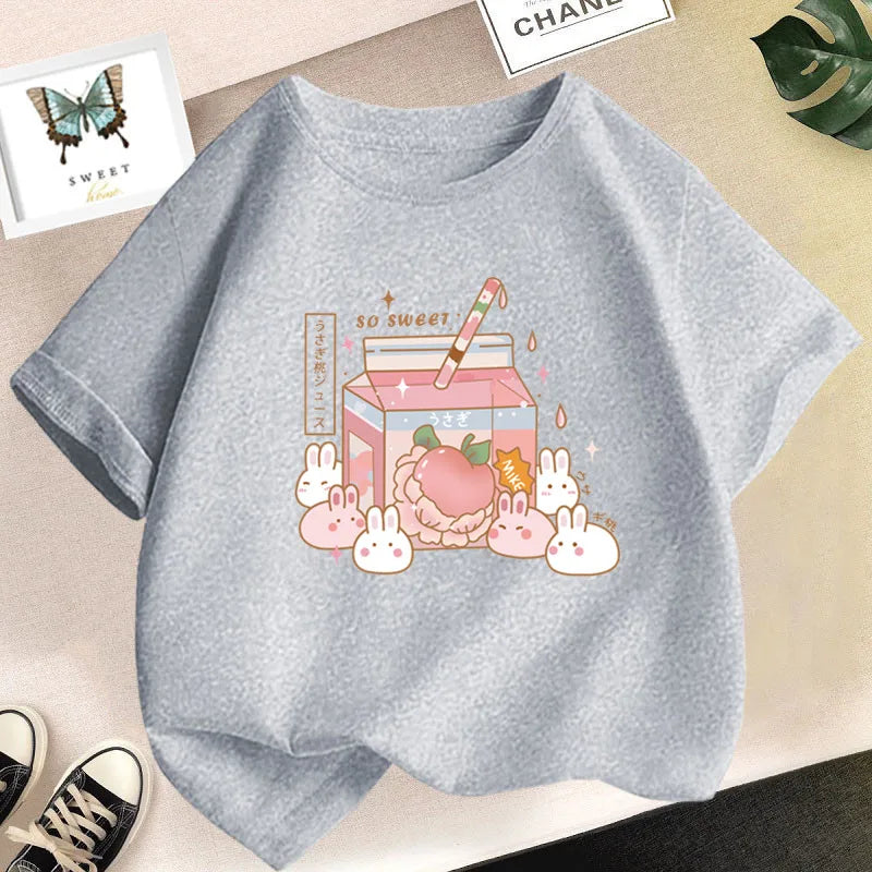Cute Strawberry Milk Shake Cartoon T-shirt