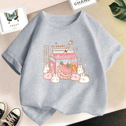 Cute Strawberry Milk Shake Cartoon T-shirt