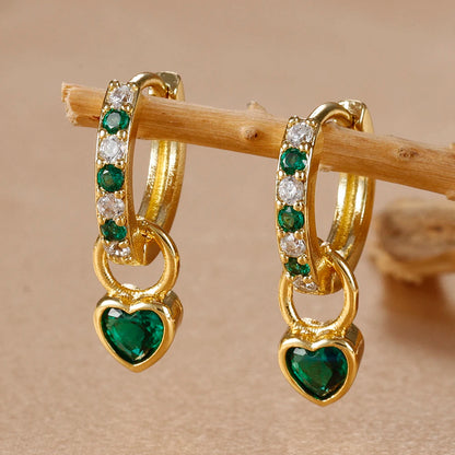 Heart Crystal Zirconia Drop Earrings