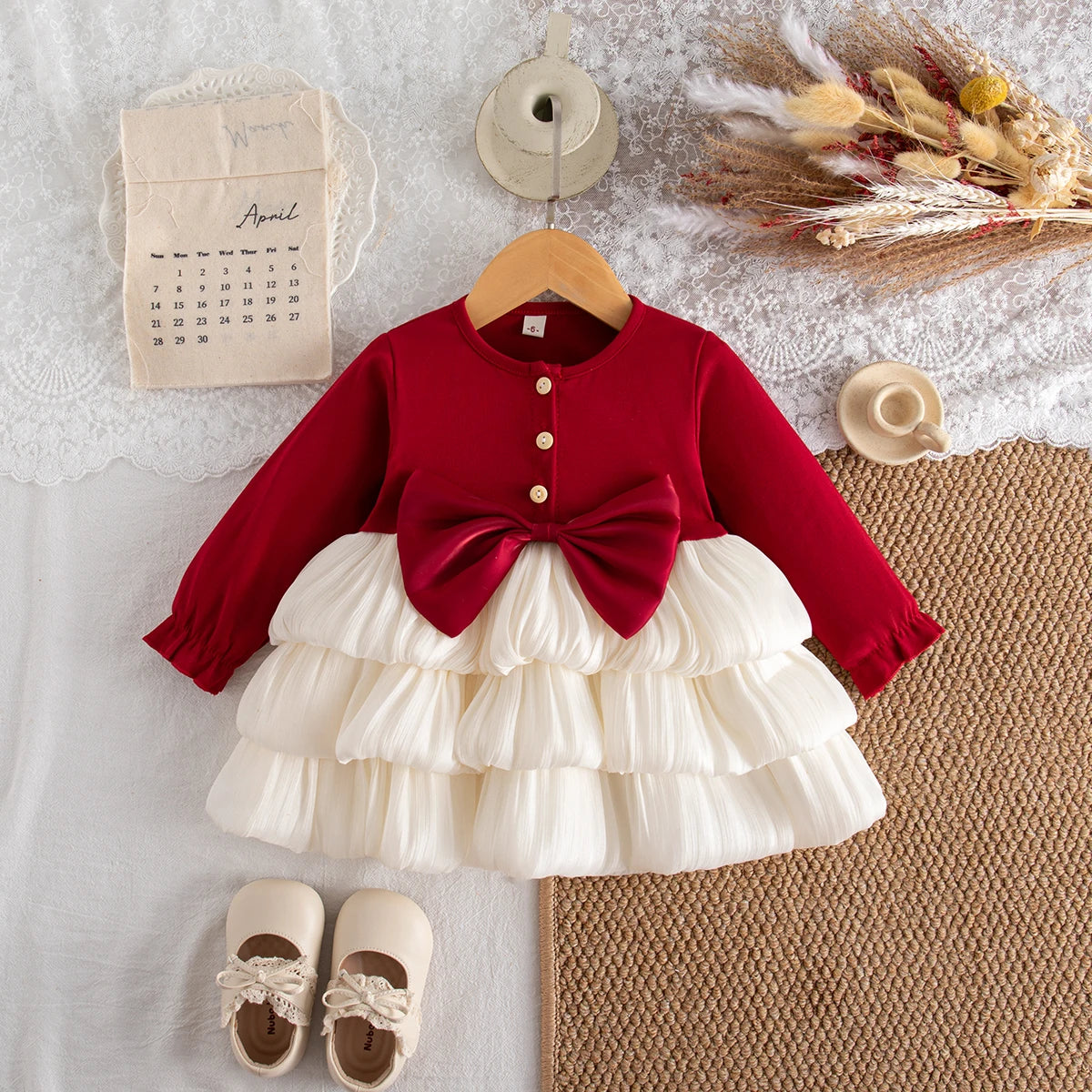 Baby Girl Long-Sleeve Bow Girls Dress