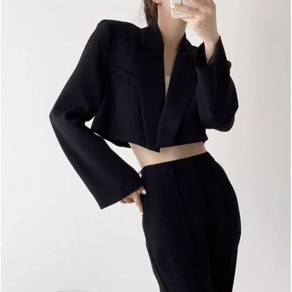 Short Blazer Elegant Solid Long Sleeve Open Front Coats
