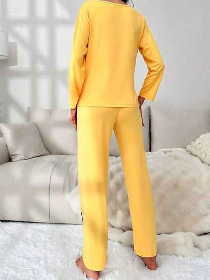 Cute Printed Long-Sleeve Pajama Set
