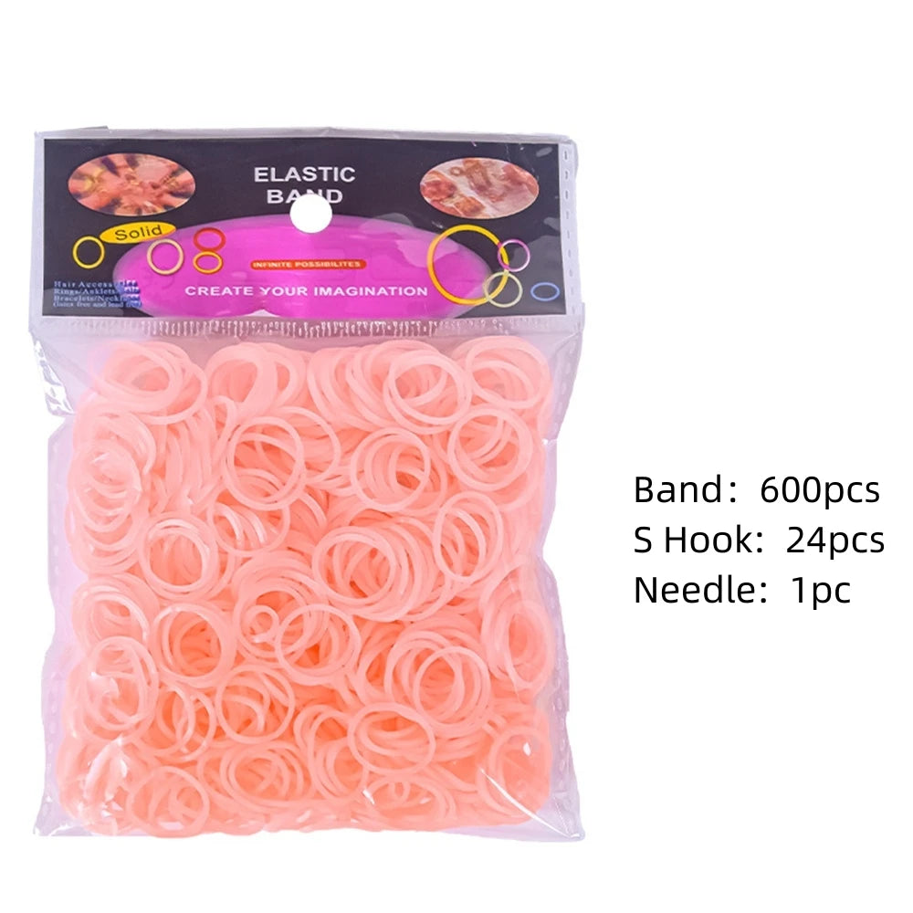 600pcs Elastic Colorful Rubber Loom Wristbands Weaving DIY Craft