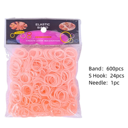 600pcs Elastic Colorful Rubber Loom Wristbands Weaving DIY Craft