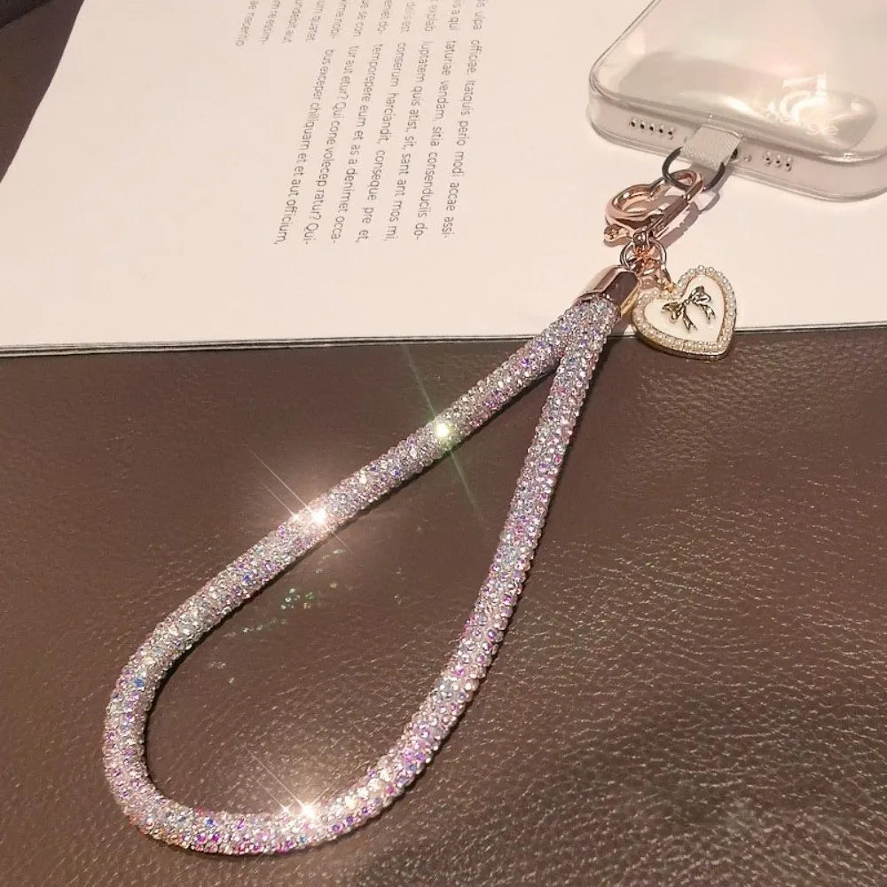 Hanging Cord Glitter Rhinestone Phone Lanyard Handheld Short Wrist Style Diamond