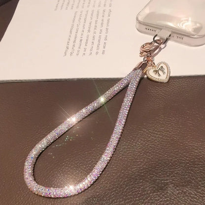 Hanging Cord Glitter Rhinestone Phone Lanyard Handheld Short Wrist Style Diamond