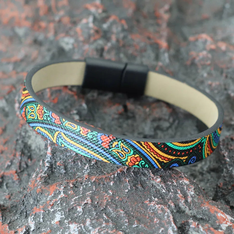 Premium PU Leather 3 Colors Printing Bangles Bracelet