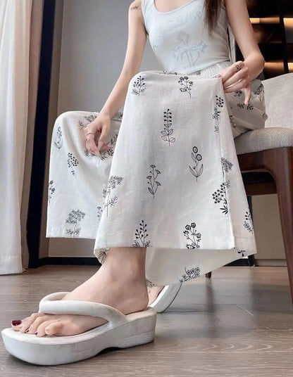 Retro Comfortable Pants Printed Thin Office Pants