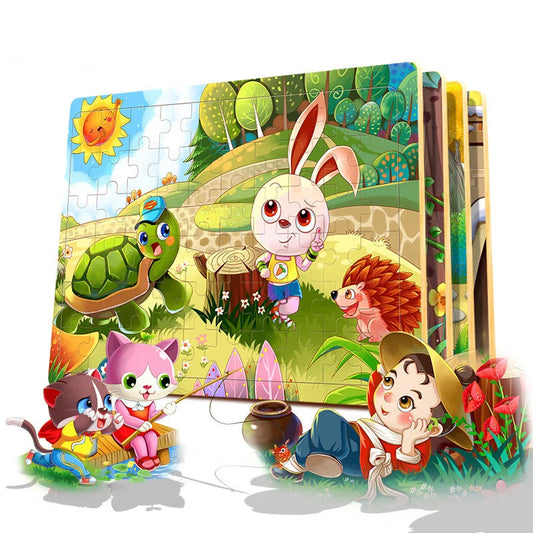 60Pcs Cartoon Wooden Puzzle Toy 2-6 Year Game