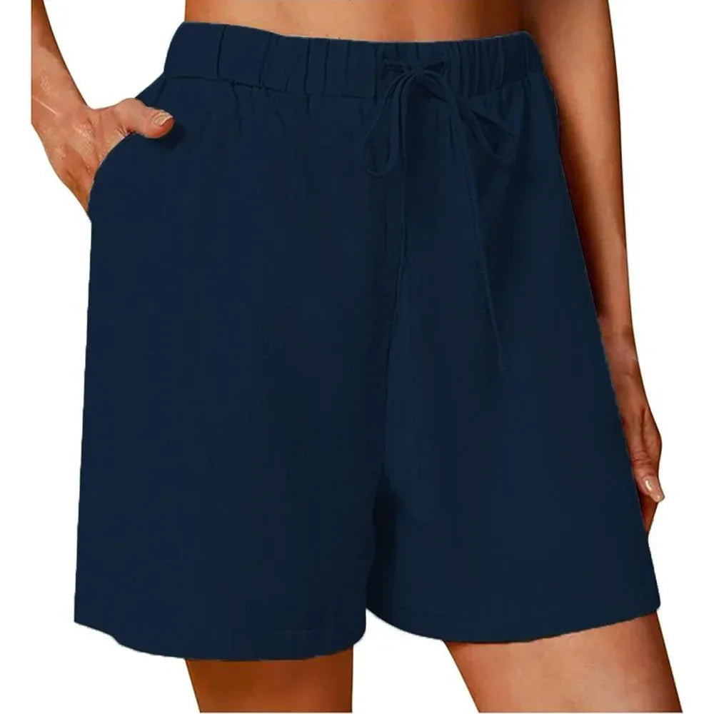 Casual Cotton Linen Straight Jogging  Shorts