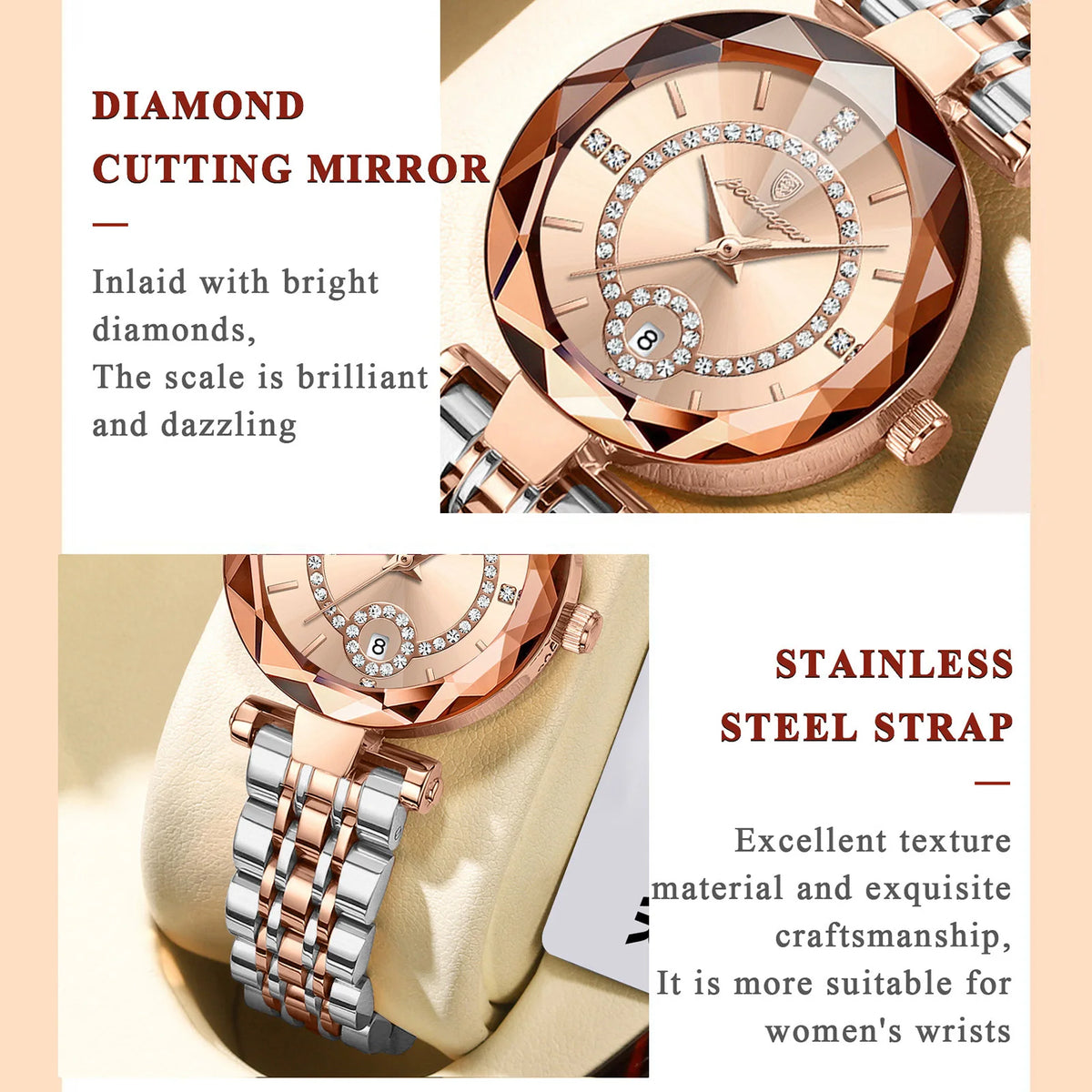 Luxury Waterproof Stainless Steel Date Wristwatch