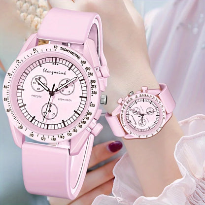 Imitation Three-Eyes Dial Silicone Band Quartz Sports Watch