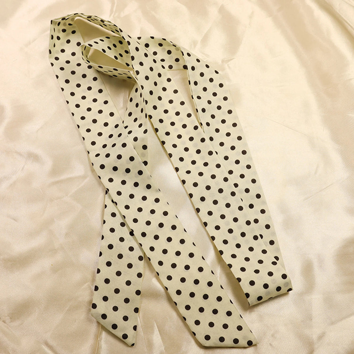 Narrow Long Scarf Polka Dot Tie Bag Ribbon Headband Choker