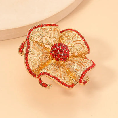 Luxury Big Flower Zircon Classic Hollow Gold Adjustable Ring