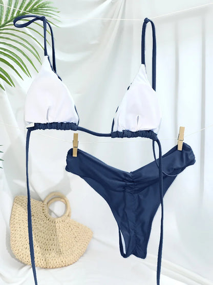 Sexy Folds Micro Swimsuit Bikinis Set