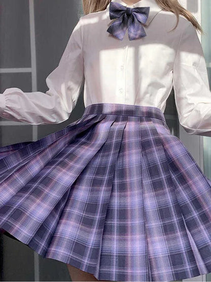 Falda corta de baile estilo preppy de talle alto para chicas