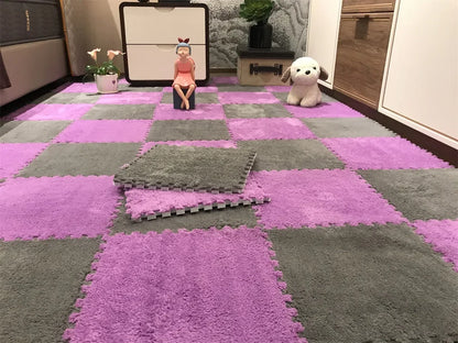 30*30CM Soft Plush Children Kids Rug Play Mat Puzzle Carpet