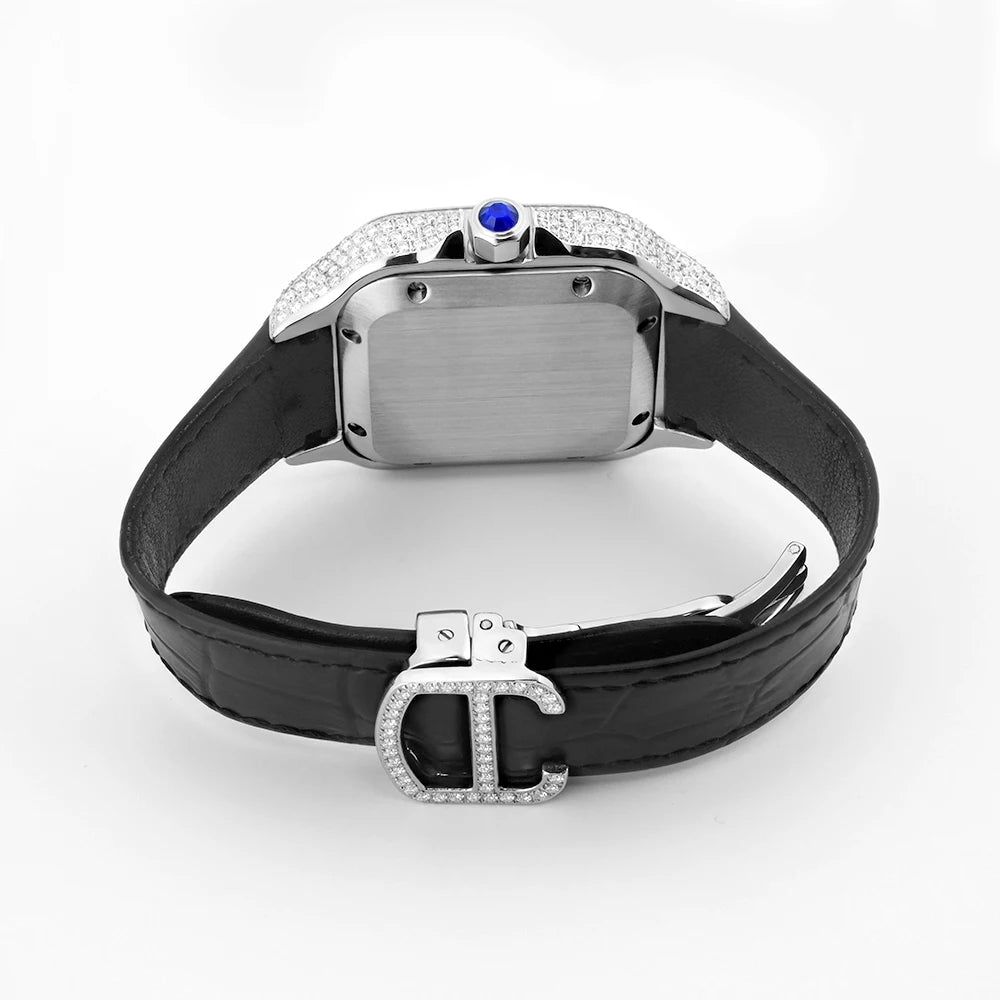 Leather Hip Hop Iced Out Jewellry Watch