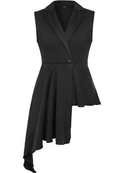 Sleeveless asymmetrical Sexy Deep V-Neck Button Casual T Shirt