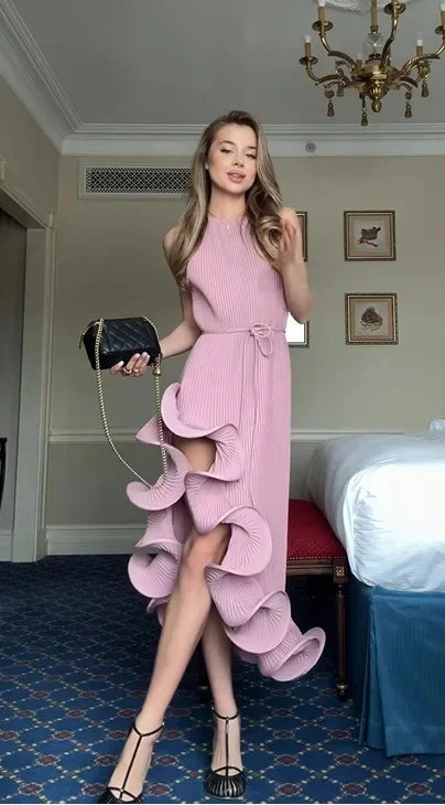 Sexy Sleeveless Knot Waist Slim Fit Midi Dress