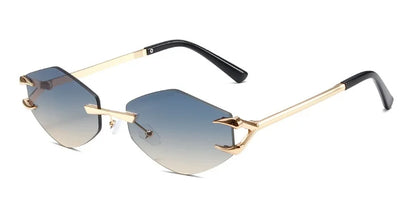 Retro Polygonal Rimless Irregular Square Sunglasses