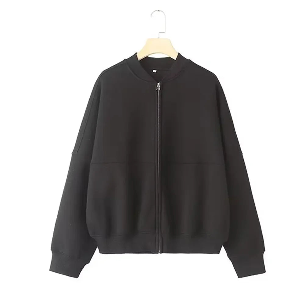 Fall Bomber Jacket Sweatshirt Wide Leg Pants Set