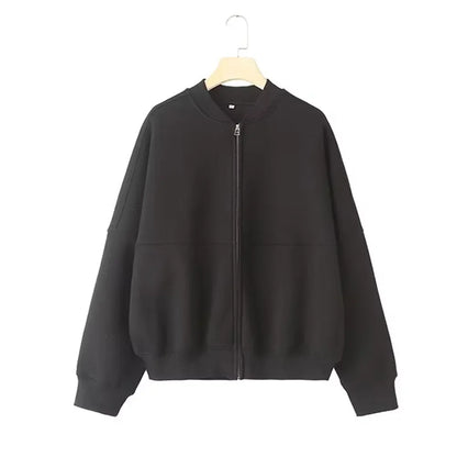 Fall Bomber Jacket Sweatshirt Wide Leg Pants Set