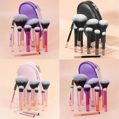 10Pcs Makeup Brushes Set With Bag Cosmetic Eye Shadow Foundation Loose Powder Blush