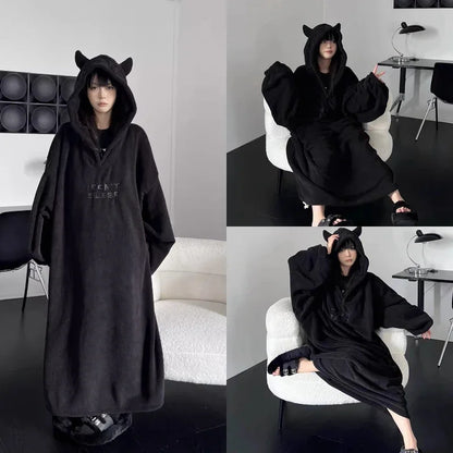 Thickened Padded Homewear Loose Oversized Hooded Dresses Pajamas