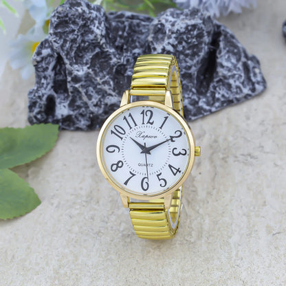 Casual Quartz Arabic Large Number Elastic Watch