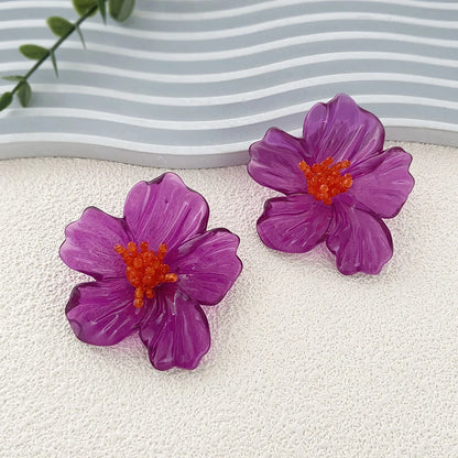 Colorful Acrylic Transparent Flower Earrings