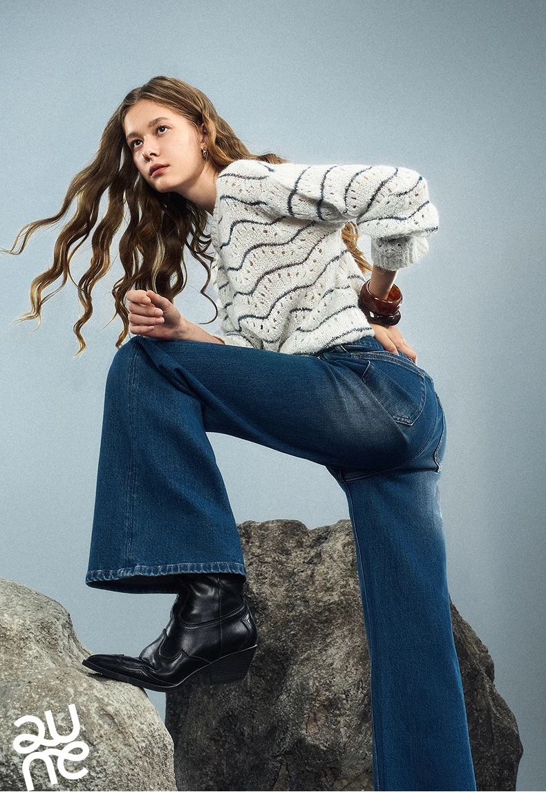 Denim Autumn New Retro Lycra Micro Flare Pant Jeans