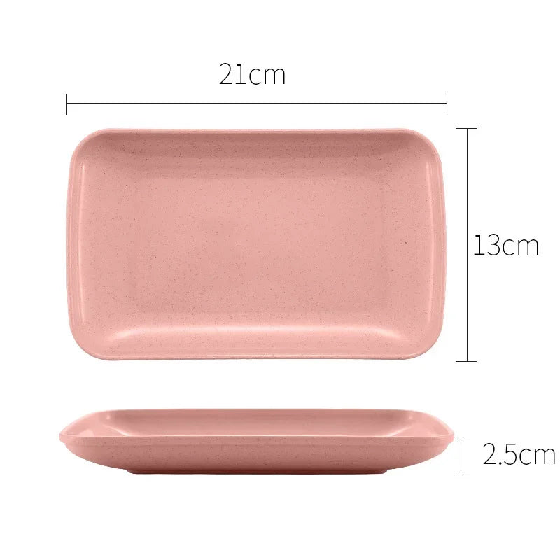 Creative Wheat Straw Rectangular Plate