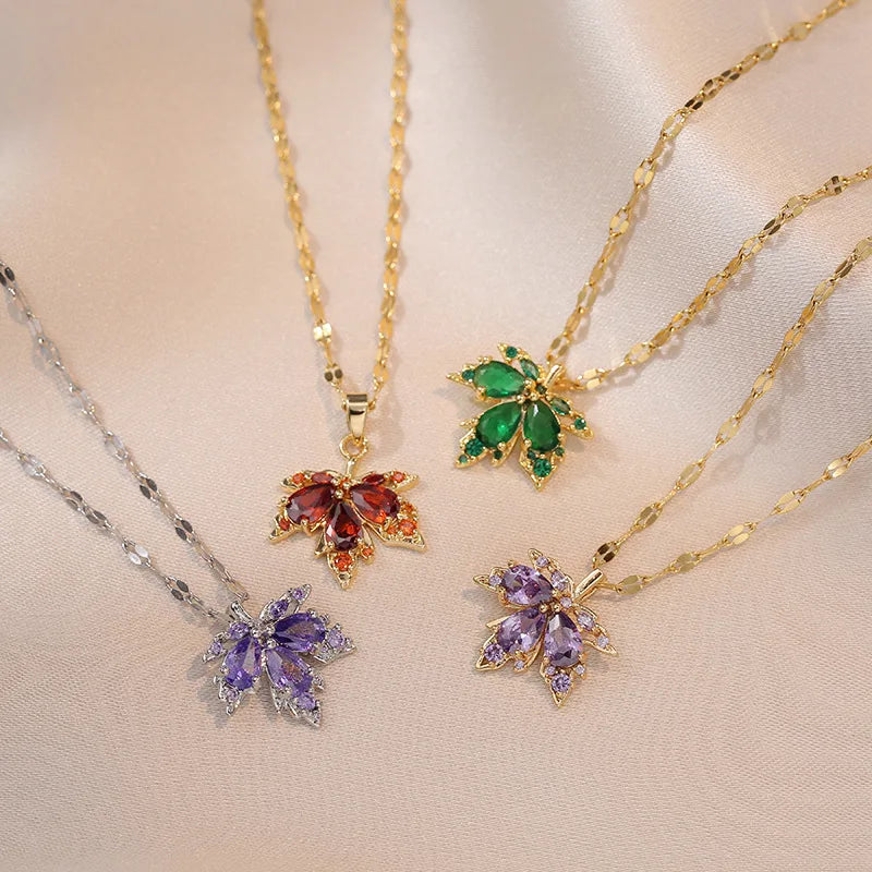 Zircon Butterfly Tassel Necklace Flower Choker Jewelry