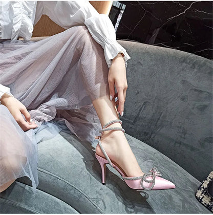 Glitter Rhinestones Crystal Silk Thin High Heels Shoes