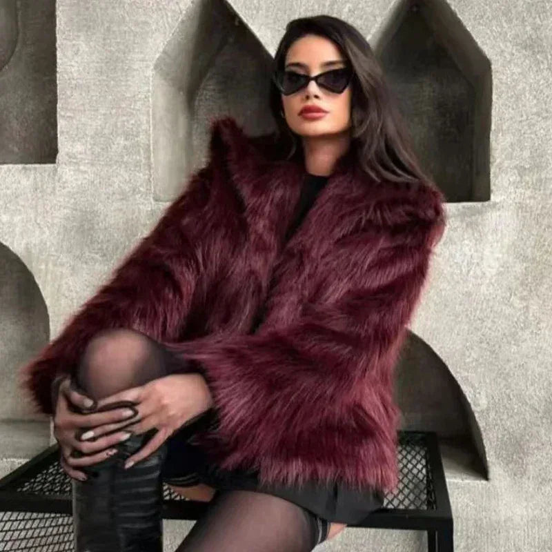 Long Sleeve Fur Casual Coats