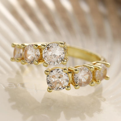 Gold Geometric Copper AAA+ Cubic Zirconia Ring