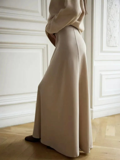 Faldas largas informales de satén de talle alto