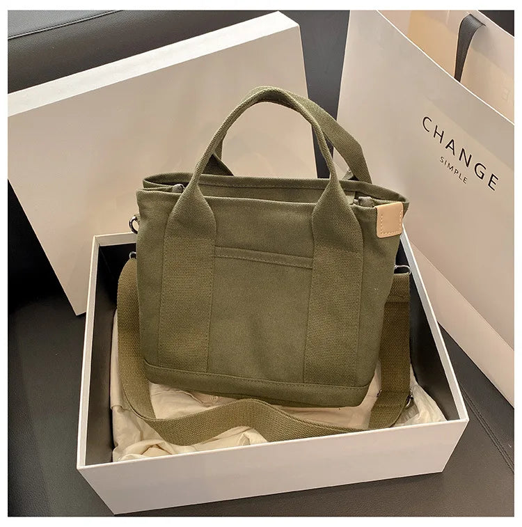 Casual Canvas Crossbody Adjustable Strap Tote Multiple Bag