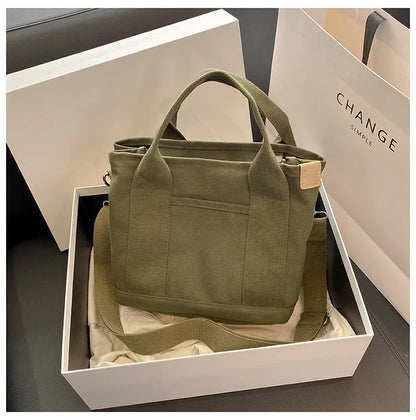 Casual Canvas Crossbody Adjustable Strap Tote Multiple Bag