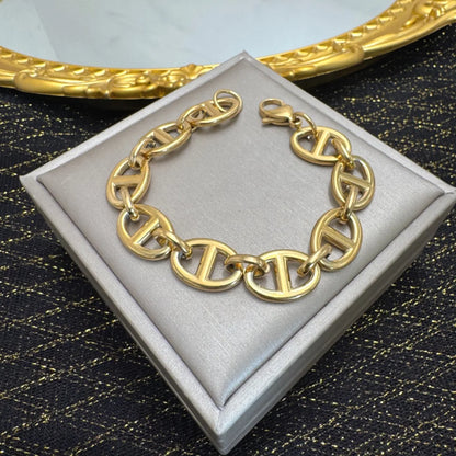 Gold Hollow-Out Cuff Stainless Steel Wide Bangle Bracelet