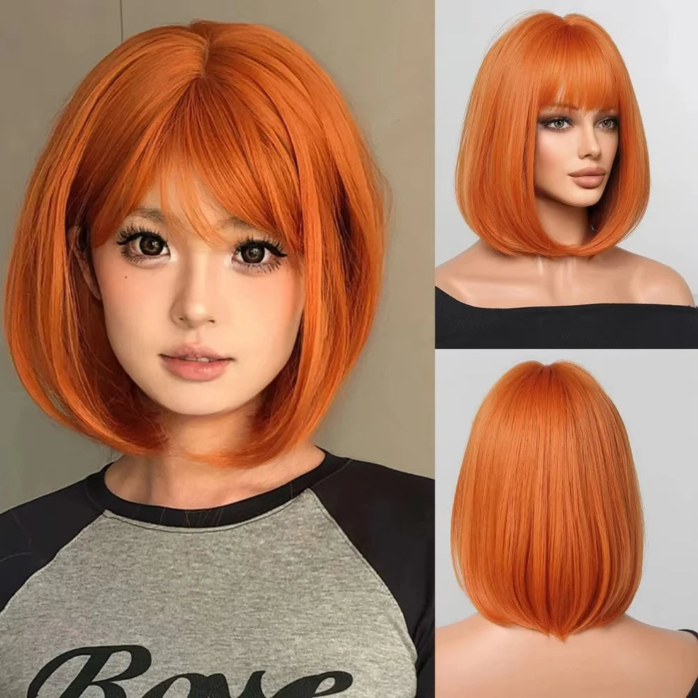 Short Bob Burgundy Straight Synthetic Wig