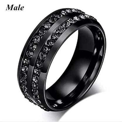 Charm Couple Romantic Heart Rhinestones CZ Rings Set