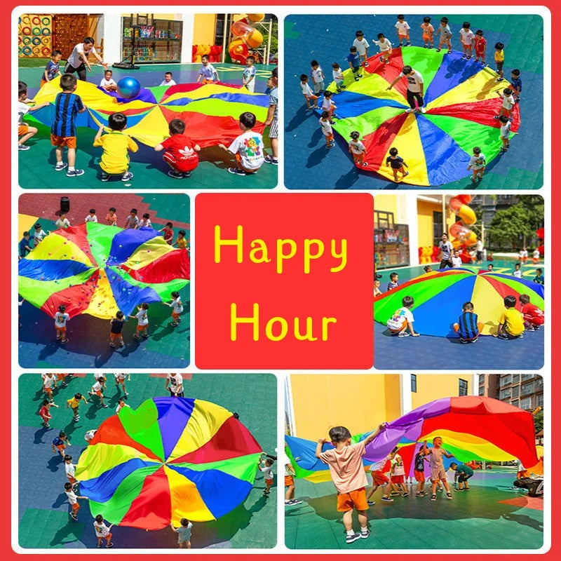 2M/4M Diameter Kids Outdoor Teamwork Game Prop Rainbow Parachute Toys