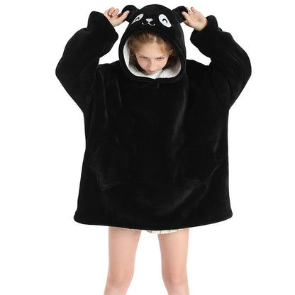 Kids Hoodie Oversized Blanket with Sleeves Panda Giraffe Kigurumi Sweatshirt