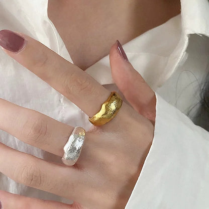 925 Sterling Silver Geometry Irregular Sanding Rings