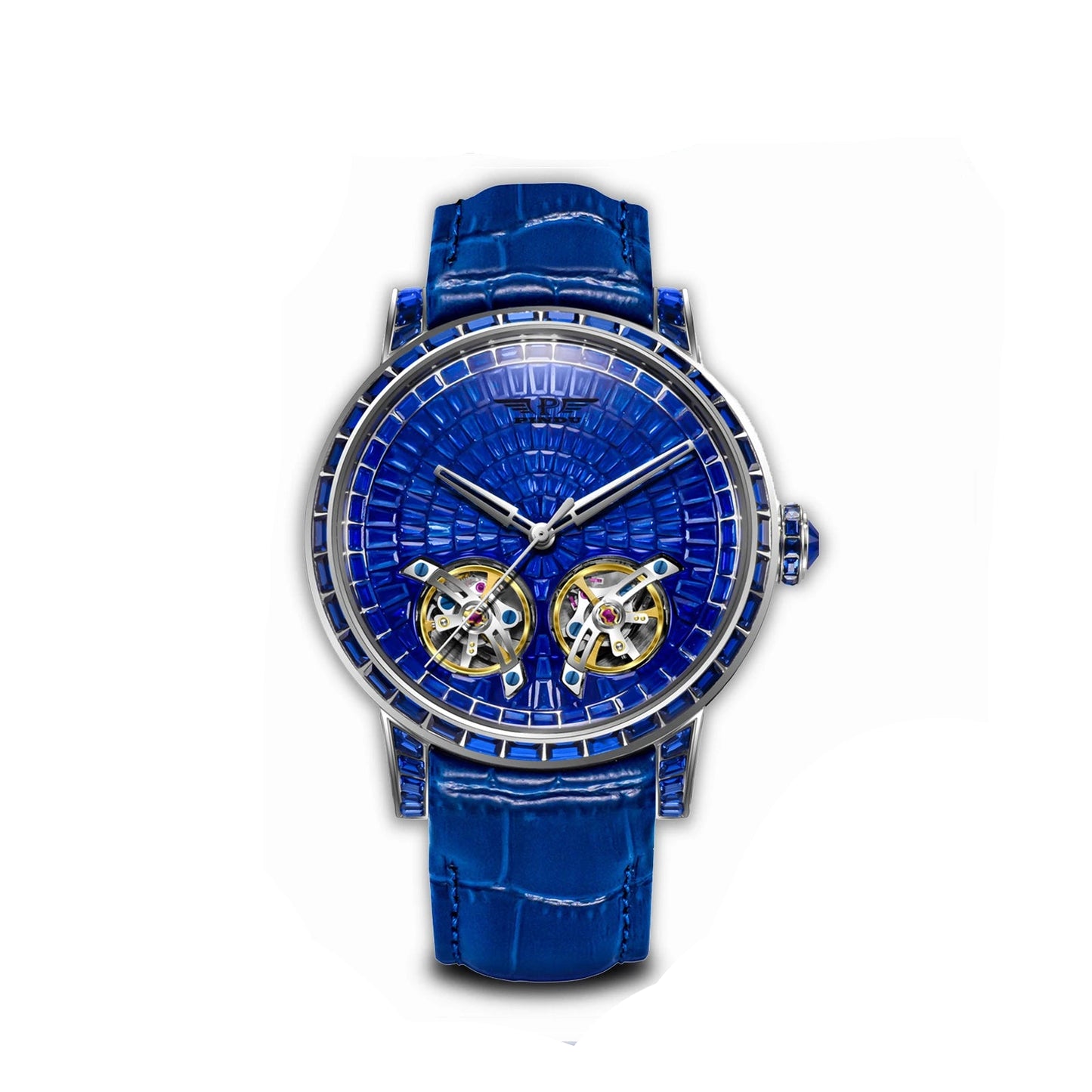 Diamond Mechanical Top Luxury Double Flying Wheel Waterproof Watch Leather