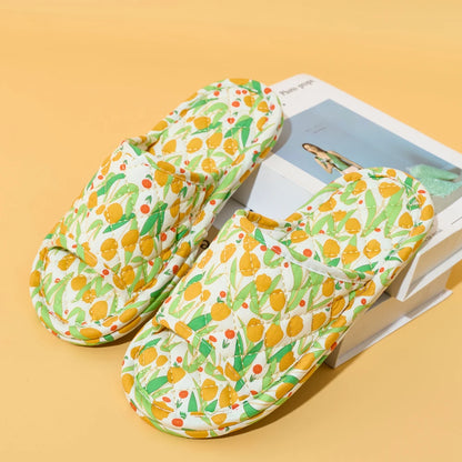 Home Slippers Soft Cotton Floral Floor Slippers